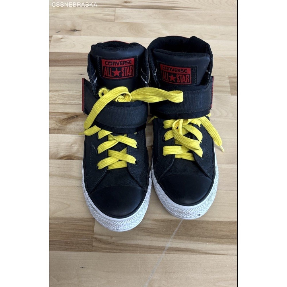 Converse Black Chuck Taylor All Star Mid Black & Red Strap 158428C -Mens 6 Wom 8 - Picture 2 of 7